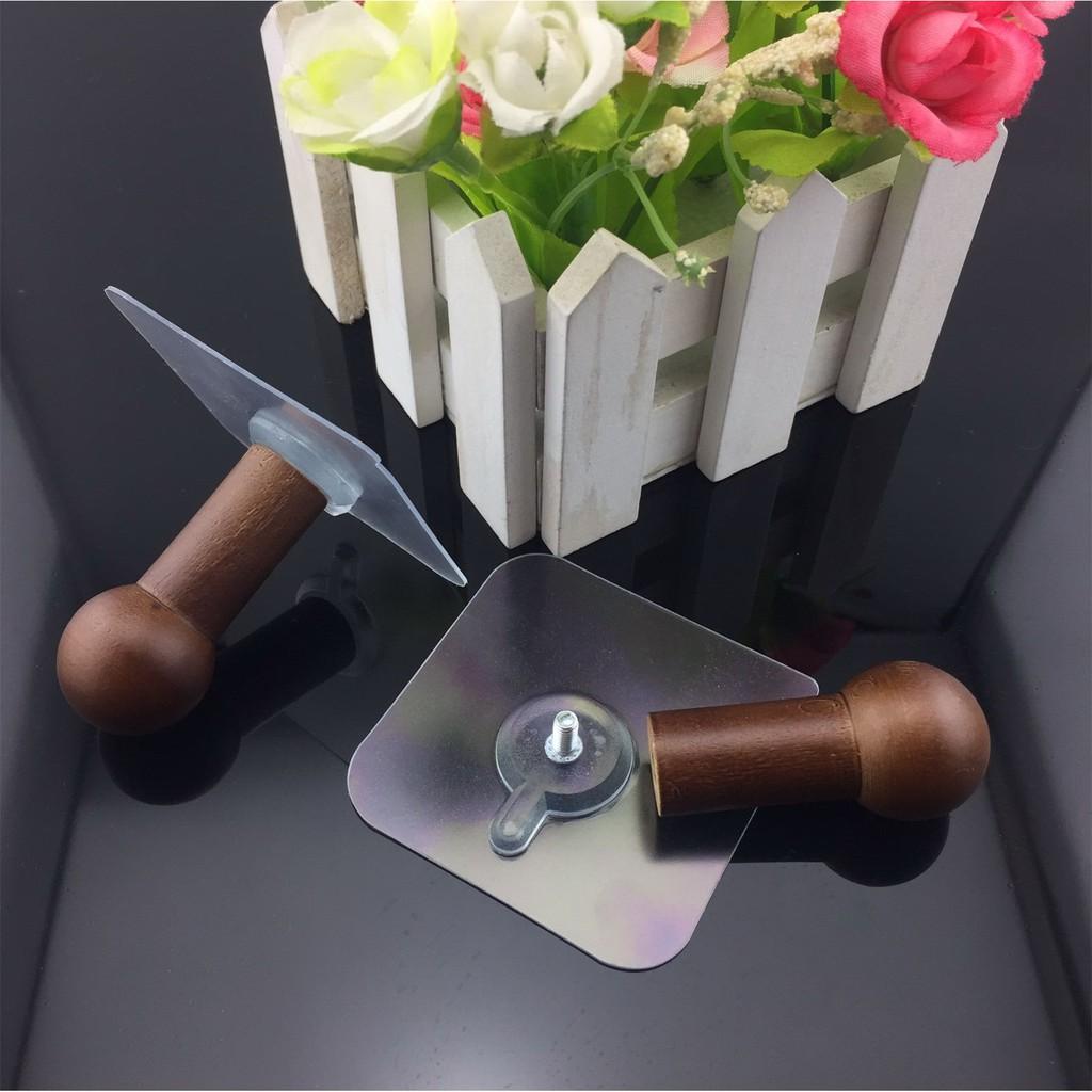 Móc Gỗ Tròn Vivudecor Treo Tường Đa Năng Vừa Dán Vừa Khoan Bắt Vít, Móc Treo Đồ Dùng Siêu Chịu Lực, Siêu Tiện Ích