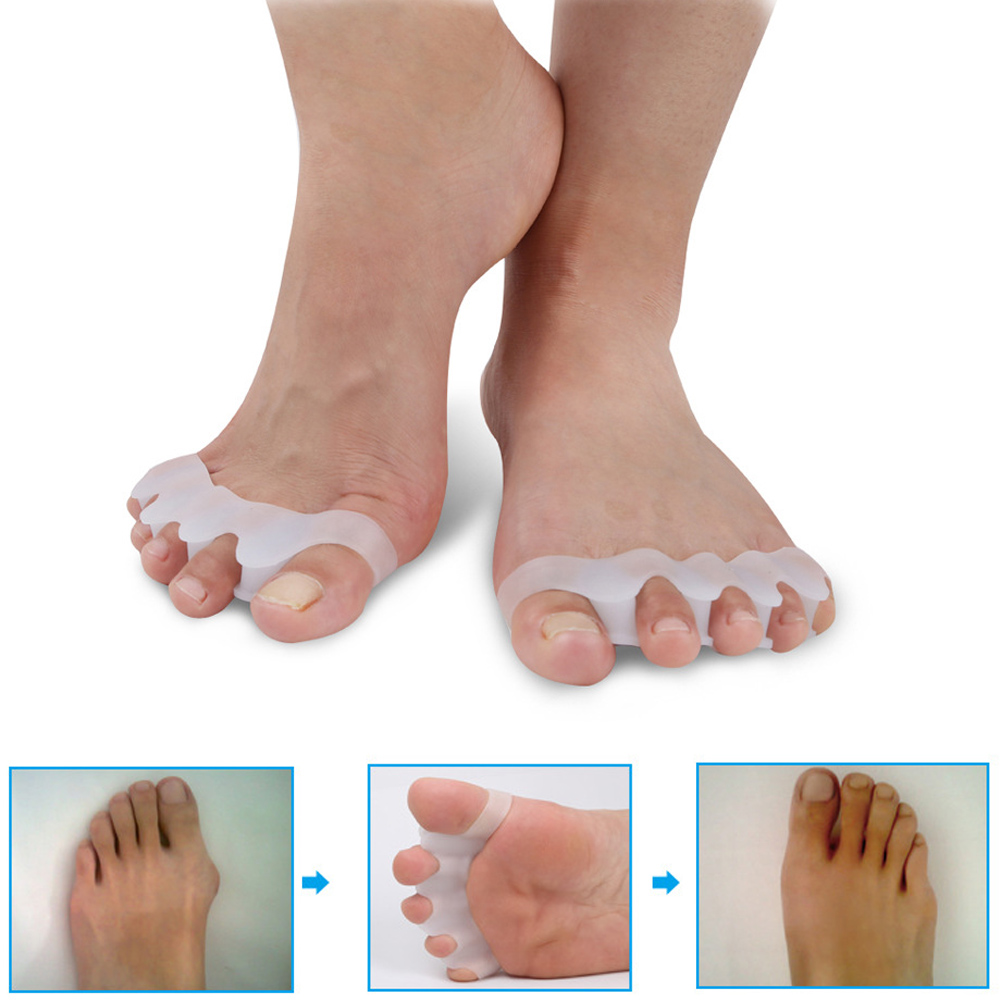 1 Pair Silicone Bunion Hallux Valgus Protector Finger Toe Separator Divider Spreader 4 Holes Thumb Valgus Guard Feet