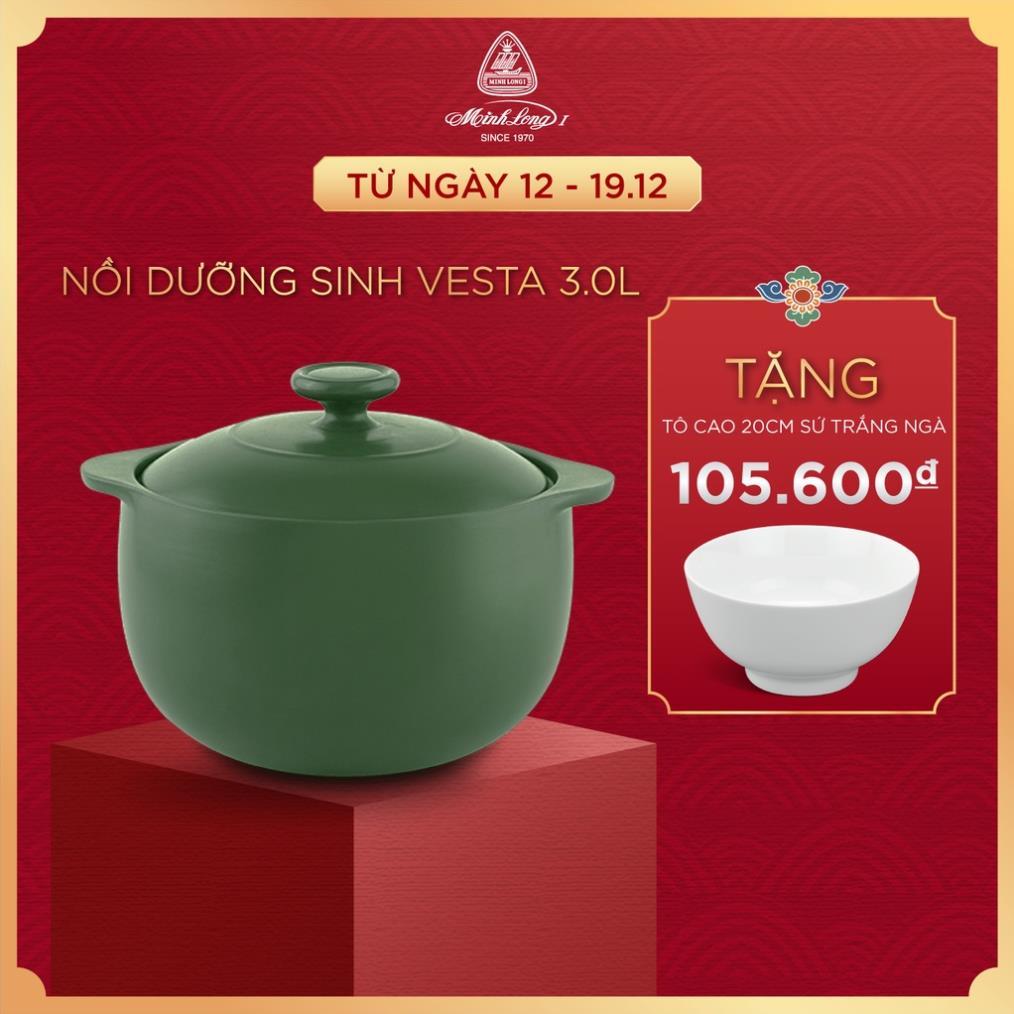 Nồi sứ dưỡng sinh Minh Long - Vesta 3.0 L + nắp