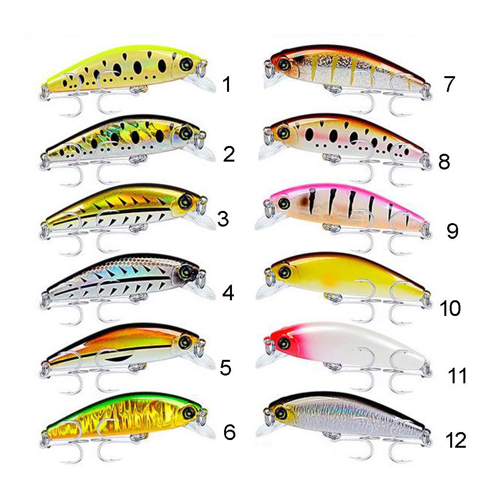 Minnow Fishing Lure 3D Eyes Crankbait Hard Bait with Treble Hook Type 1