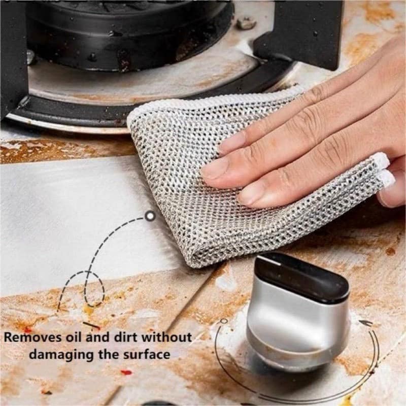 Set 10 Khăn Lau Bếp Dây Kim Loại, Lau Máy Rửa Bát Chống Xước, Khăn Lau Đa Năng Chống Trầy