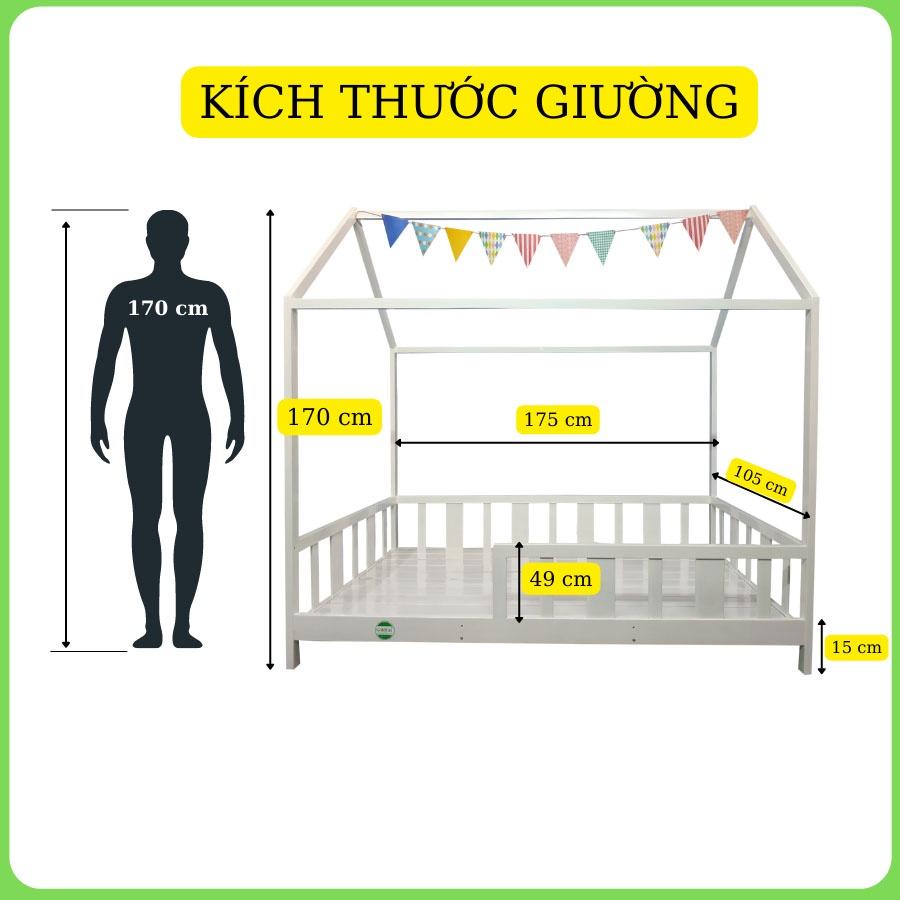 Giường Cho Bé Trai Hình Ngôi Nhà, Thương Hiệu GoldCat, Chất Liệu Gỗ Quế Tự Nhiên, Đảm Bảo Bền Chắc, Sử Dụng Từ 3-15 Tuổi