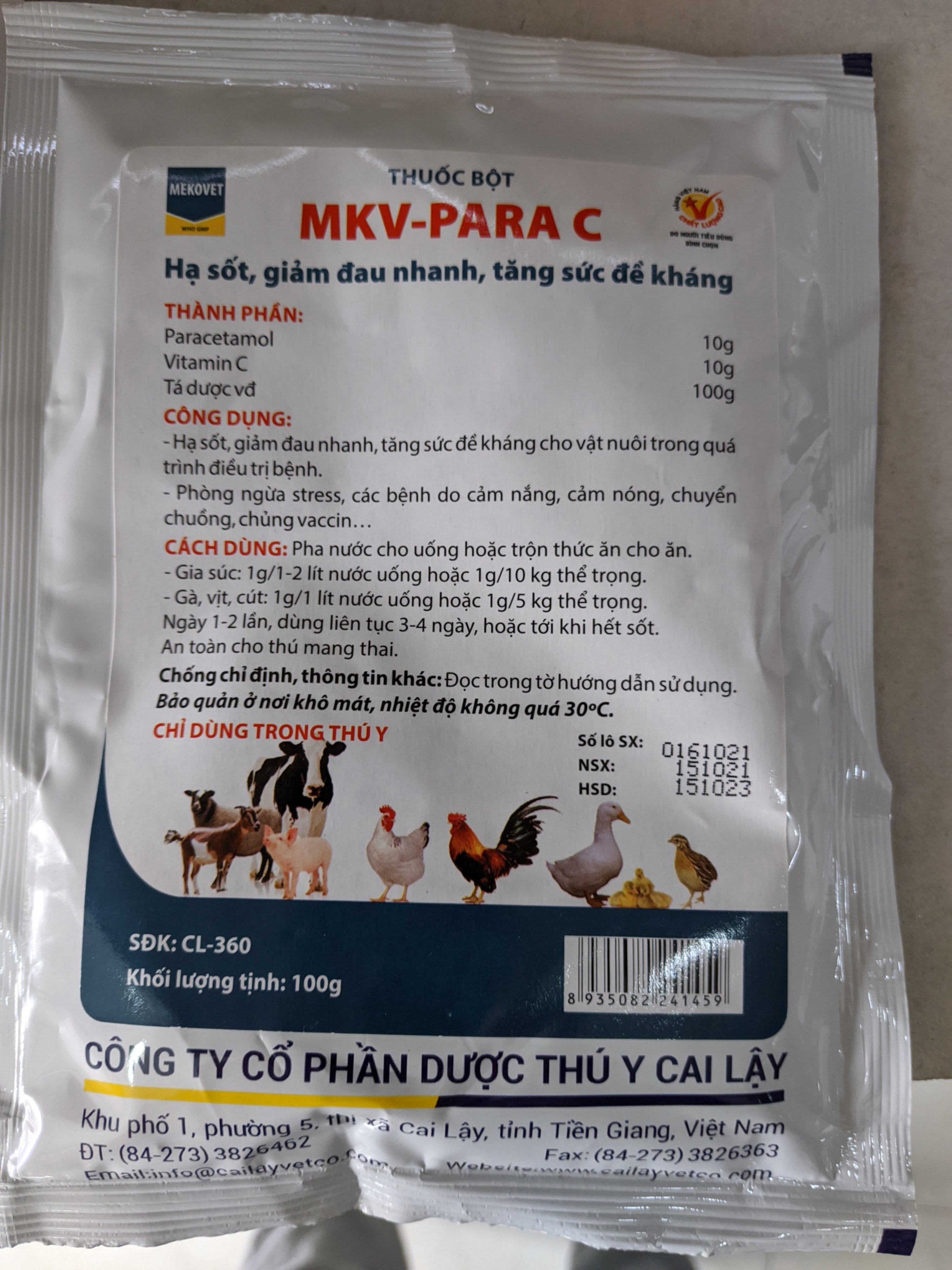 Thuốc bột MKV-PARA C Hạ sốt, giảm đau nhanh, tăng sức đề kháng ,Phòng ngừa stress, các bệnh do cảm nắng, cảm nóng