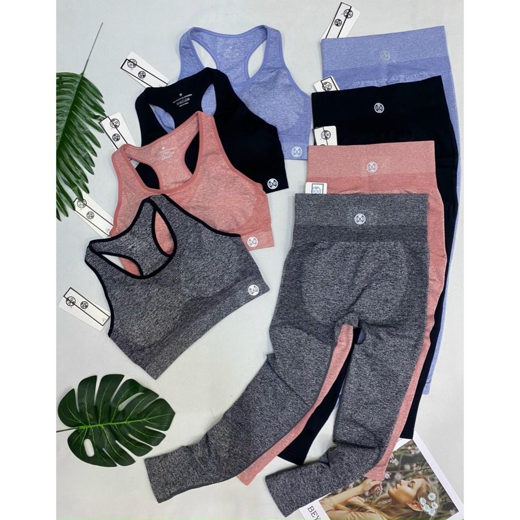 BỘ ĐỒ TẬP GYM,YOGA NỮ GỒM ÁO CROPTOP VÀ QUẦN DÀI LƯNG CAO