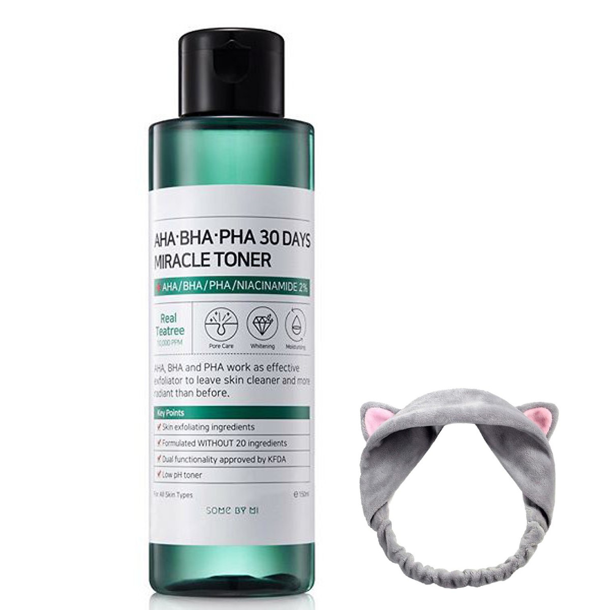 Nước Hoa Hồng Some By Mi AHA-BHA-PHA 30 Days Miracle Toner 150ml + Tặng Kèm 1 Băng Đô Tai Mèo Xinh Xắn ( Màu Ngẫu Nhiên)