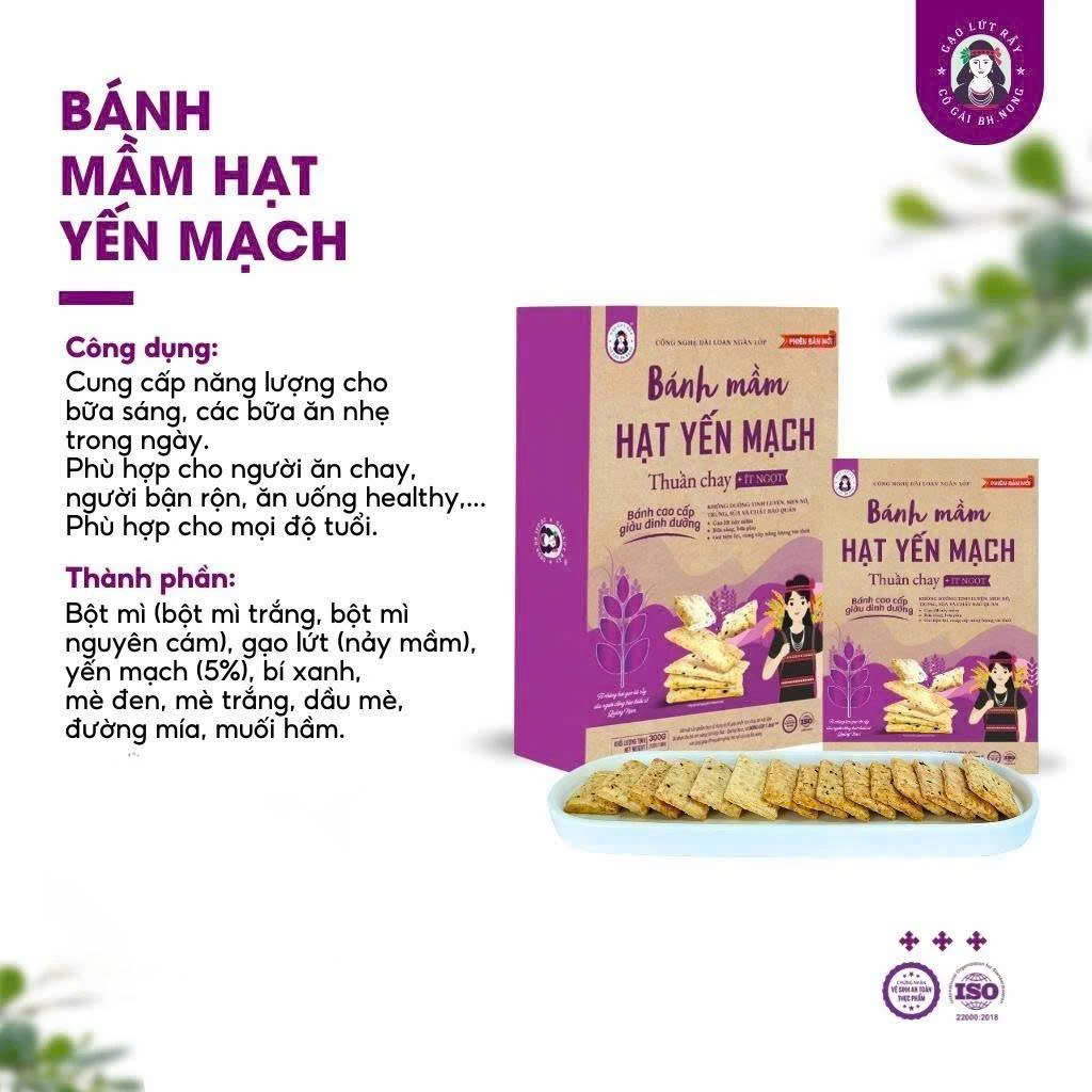 Combo 3 Hộp Bánh Mầm Hạt Yến Mạch Bh.Nong (Mỗi Hộp 300g) - Ăn Chay, Ăn Vặt Healthy, Ăn Dặm, Bữa Sáng, Bữa Phụ
