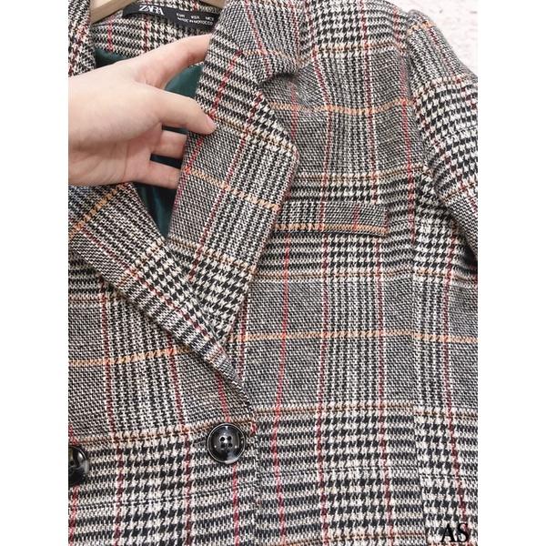 Áo blazer dạ kẻ style hàn cho nữ