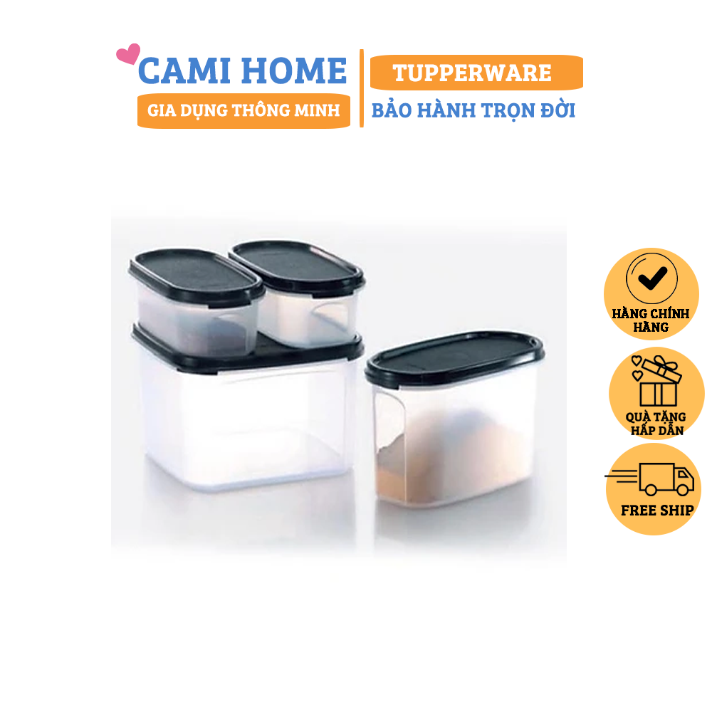 Bộ Hộp Kệ Bếp Modular Mates Started Set 4 Chính Hãng Tupperware, Bộ Trữ Khô Nhựa Nguyên Sinh An Toàn