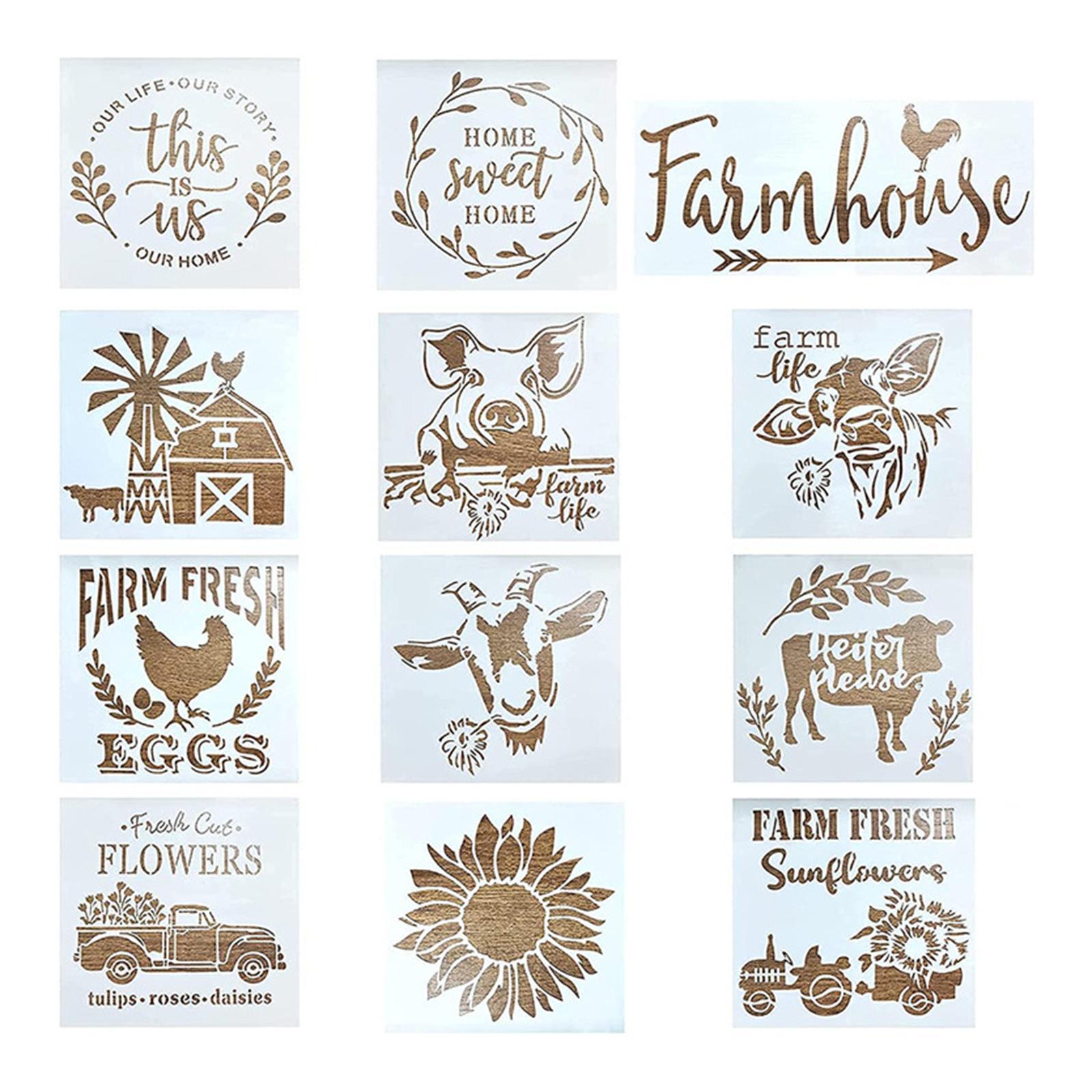 Farm Style Stencil Drawing Painting Templates for DIY Projects Birthday Party Decor