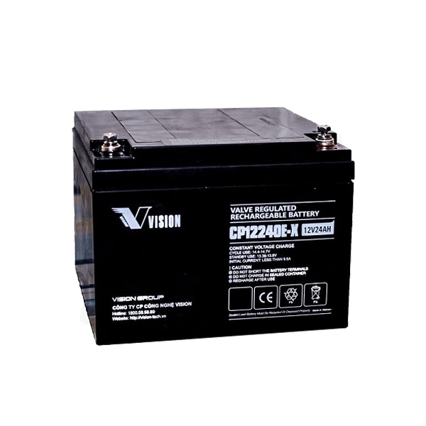 Ắc Quy Lưu Điện VISION CP12240E-X 12V-24AH, Chuyên Dùng Cho Nguồn Dự Phòng