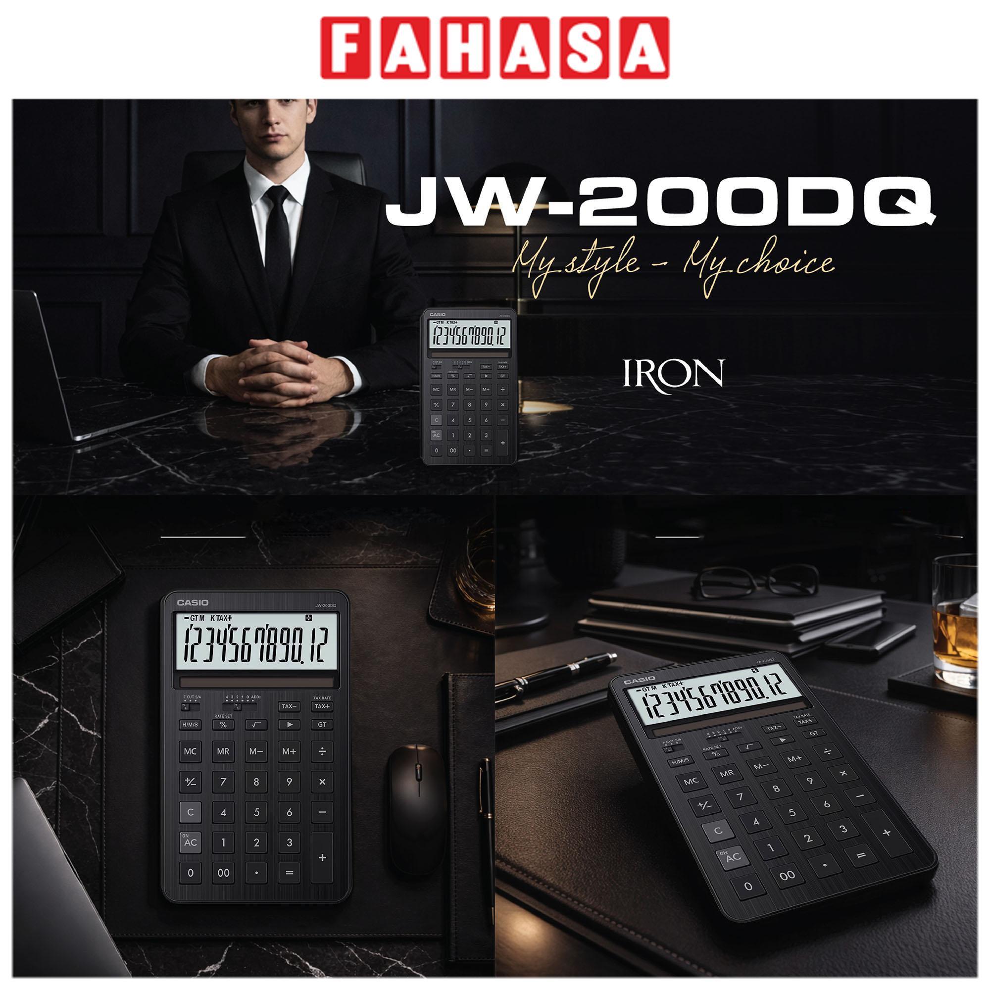 Máy Tính Văn Phòng Casio JW-200DQ-BK-W-DP - Màu Đen