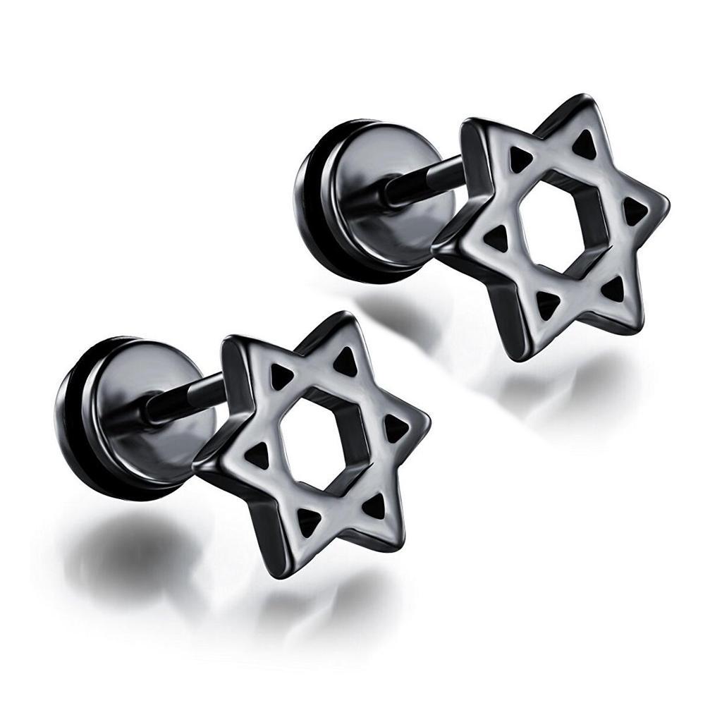 Pack of 3 Pairs Star of 361L Stainless Steel Ear Stud Earrings Screw