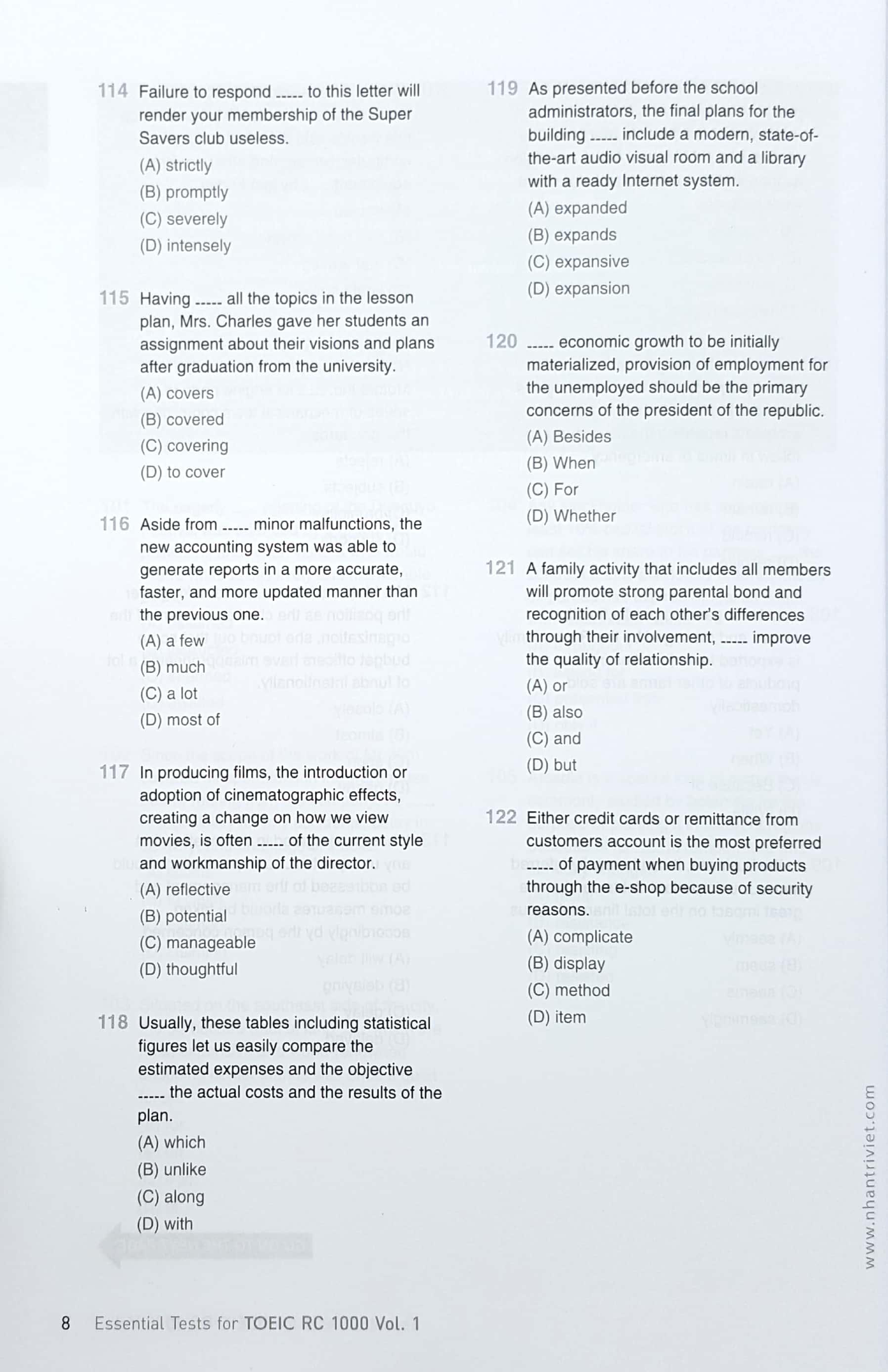 Essential Test For TOEIC RC 1000 Vol 1 (Không CD)