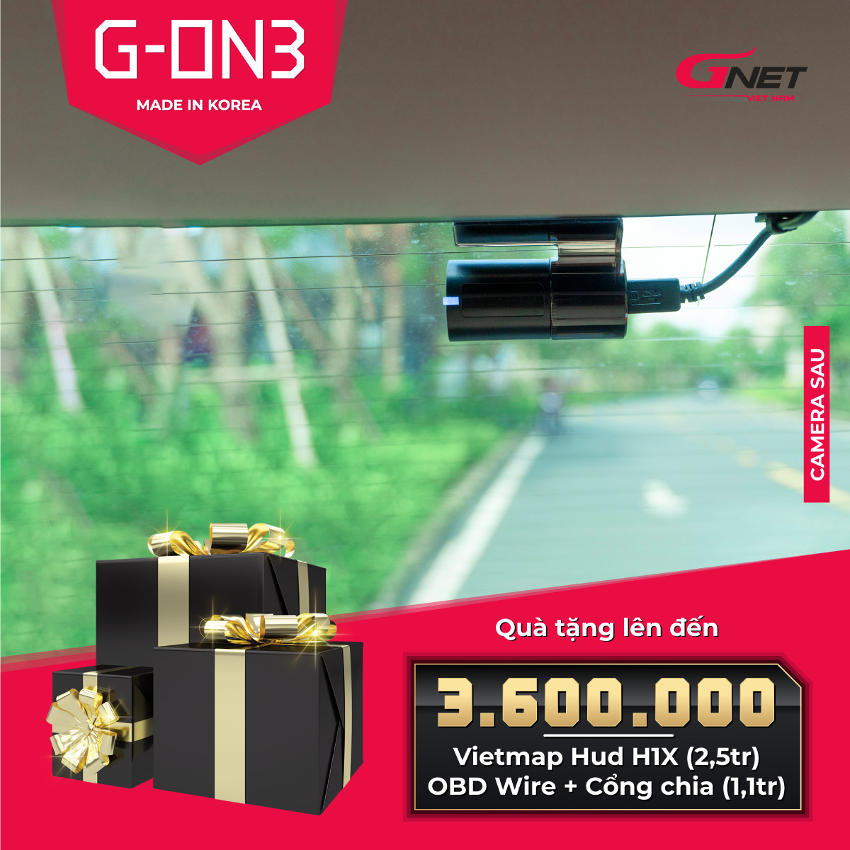 [Hỗ trợ lắp đặt] CAMERA HÀNH TRÌNH CHUYÊN DỤNG HÀN QUỐC GNET G-ON 3 - HÀNG CHÍNH HÃNG