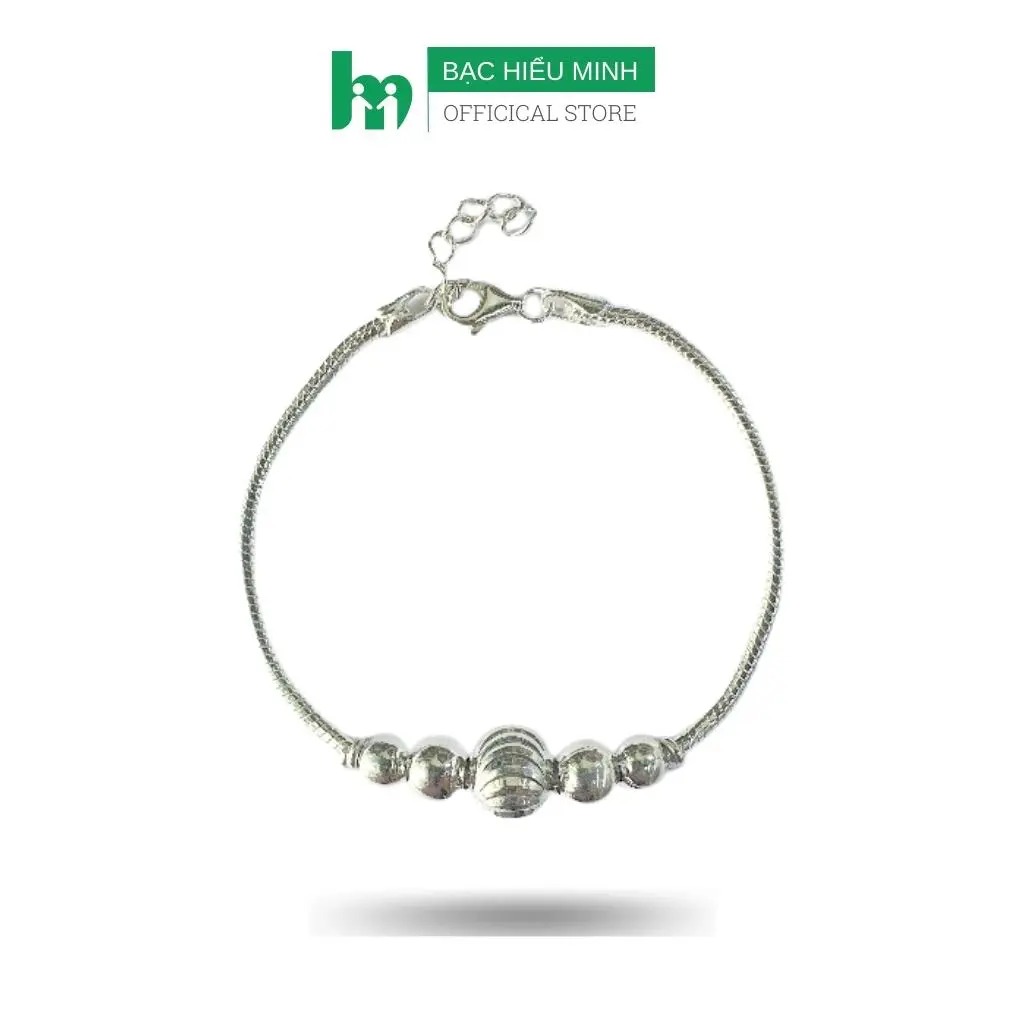 Lắc Tay Lắc Chân Bé Yêu - Sợi mì mix bi tròn xinh xắn đơn giản - Bảo Hành Vĩnh Viễn Bạc Hiểu Minh LTE528