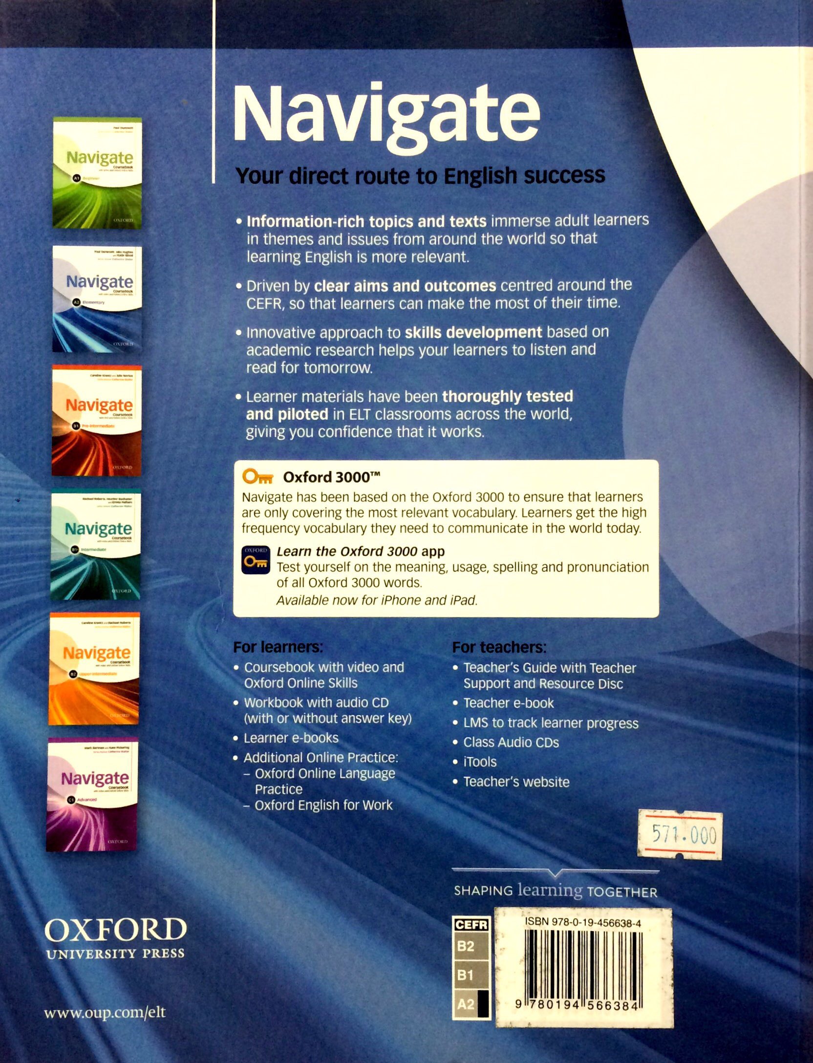 Navigate: Elementary A2: Coursebook, e-Book, and Online Practice for Skills, Language and Work