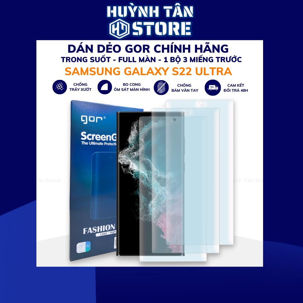 Dán màn hình s22 ultra chính hãng gor dẻo trong suốt dễ dán bảo vệ màn hình combo 3 miếng phụ kiện huỳnh tân store - Hàng nhập khẩu