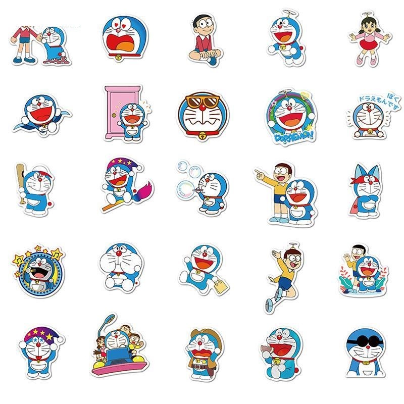 Sticker 50 miếng hình dán Doraemon