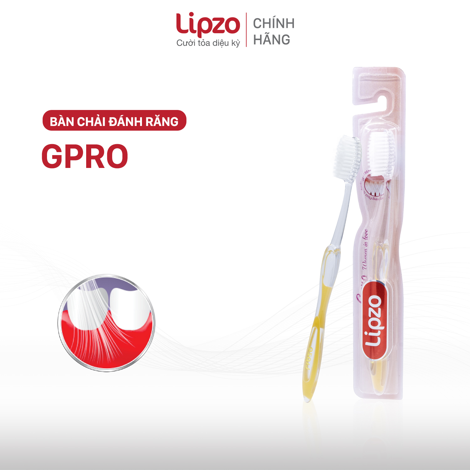 Bàn Chải Đánh Răng LIPZO Gpro Phù Hợp Nữ Giới Công Nghệ Nano Kháng Khuẩn Lông Nở Kết Hợp Chỉ Tơ Nha Khoa