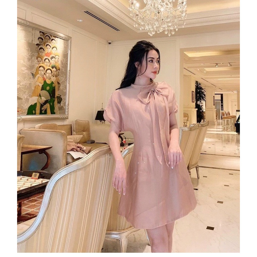 Đầm xòe công chúa két nơ vai GD82299A