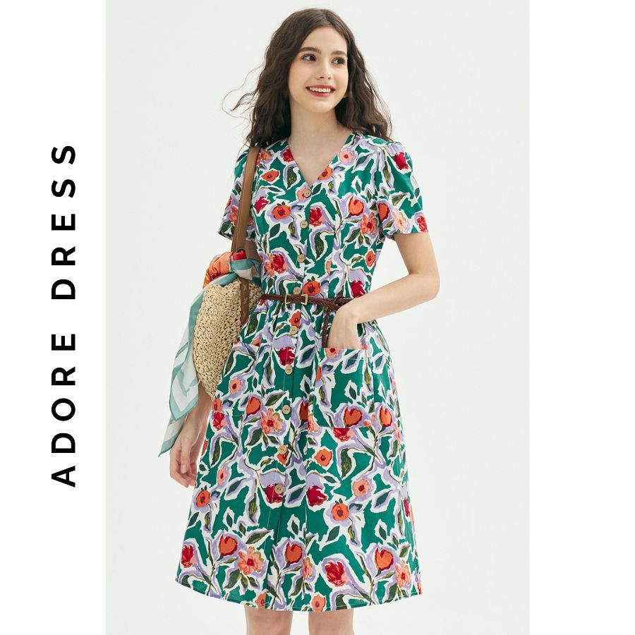 Đầm Mini dresses casual style thô hoa nhỡ 3 màu 311DR1190 ADORE DRESS