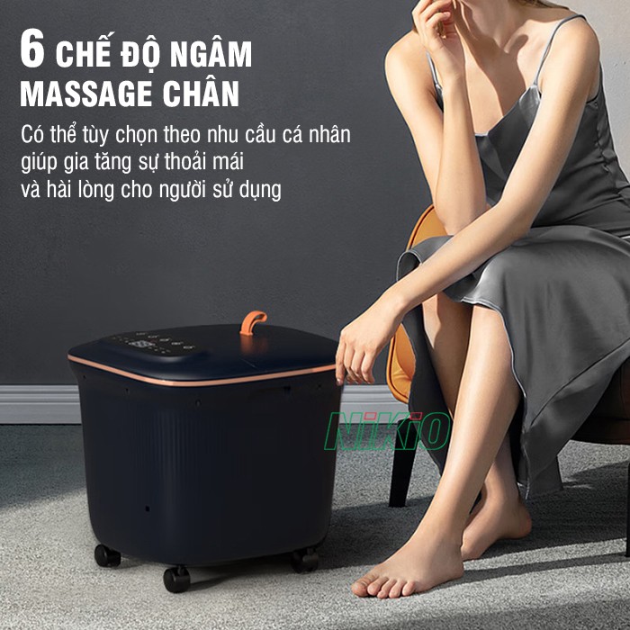 Bồn (Máy) Ngâm Massage Chân Nikio NK-195 NEW - Tự Động Làm Nóng Nước Và Giữ Ấm Nước, Tùy Chỉnh Được Nhiệt Độ Nước, Có Điều Khiển Cầm Tay - Cải Thiện Giấc Ngủ, Giảm Stress, Giảm Đau Nhức Chân, Lạnh Chân