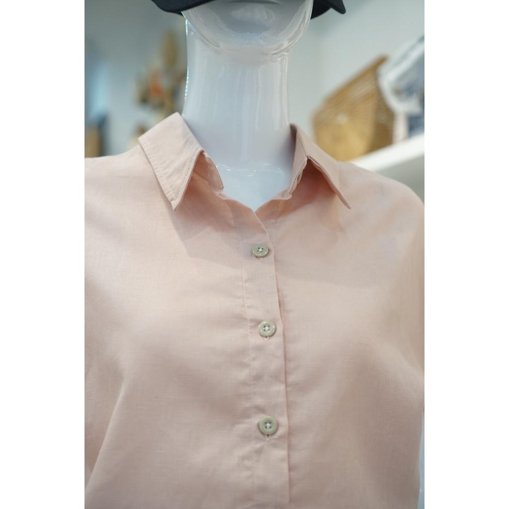 Áo Sơ Mi Linen Hồng Cổ Bẻ 175