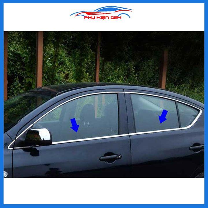 Bộ nẹp viền chân kính inox Nissan Sunny 2013-2014-2015-2016-2017-2018-2019-2020