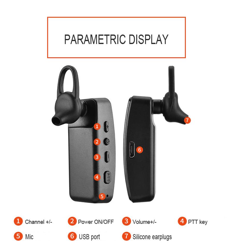 2 Chiếc Di Động Tai Nghe Chụp Tai Bộ Đàm Hai Chiều Đài Phát Thanh Mini Cho Nhà Hàng Khách Sạn Tay Nhỏ Mini Móc Tai Bộ Đàm