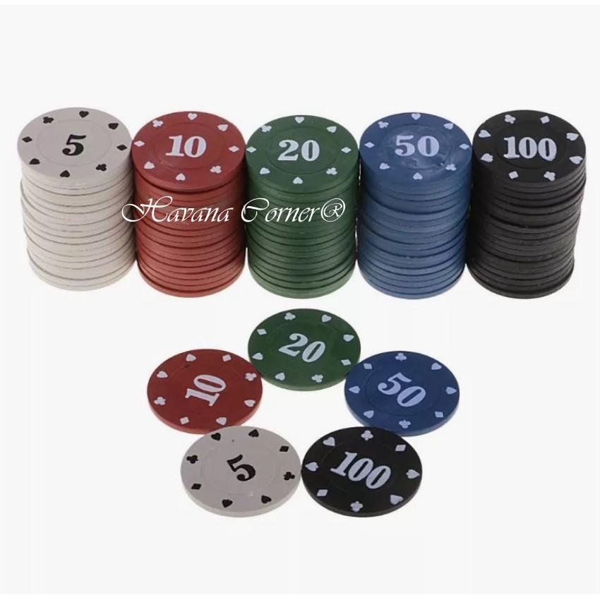 Lẻ cọc 20 phỉnh poker nhiều mệnh giá lựa chọn 5, 10, 20, 50, 100