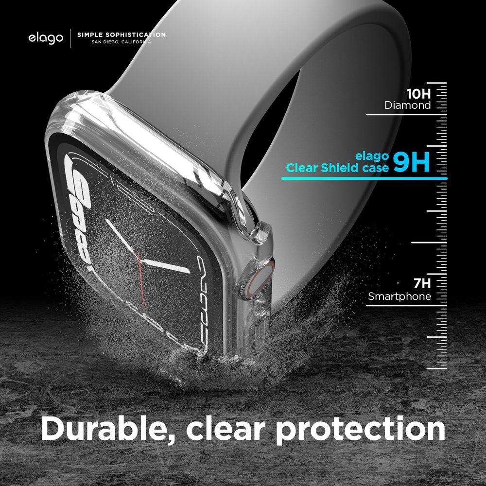 Ốp bảo vệ Elago Clear Shield Case Mặt Kính Cường Lực dành cho Apple Watch 7/ Apple Watch 8 - Hàng chính hãng