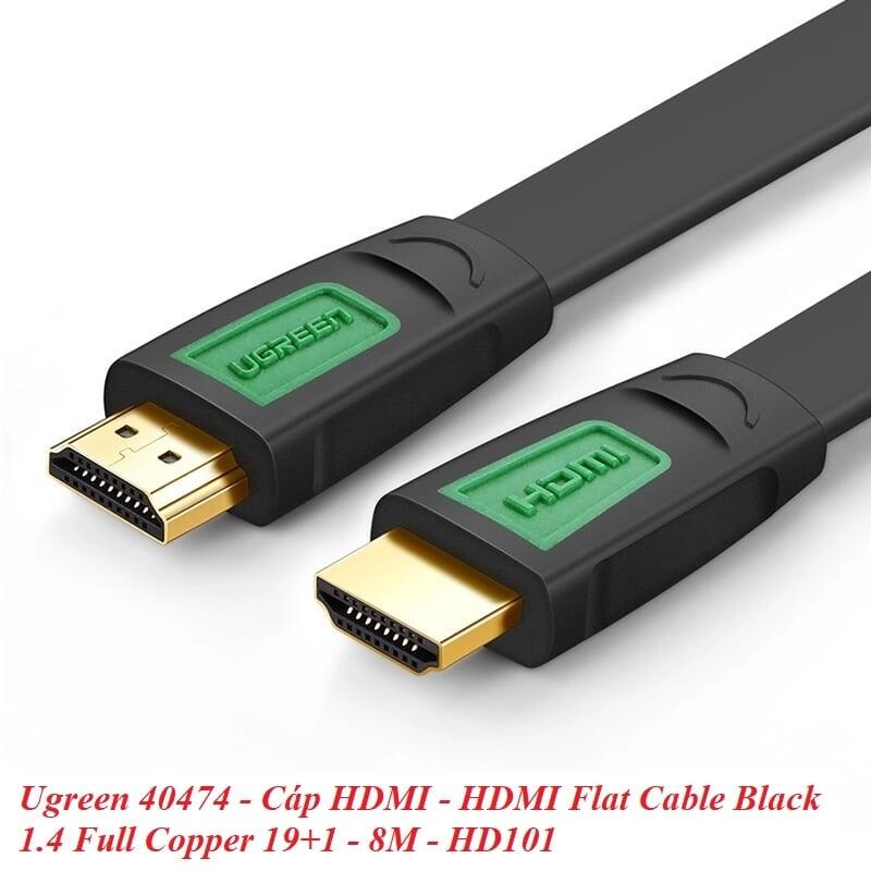 Ugreen UG40474HD101TK 8M màu Đen Cáp tín hiệu HDMI chuẩn 1.4 hỗ trợ phân giải 4K * 2K cáp dẹt - HÀNG CHÍNH HÃNG