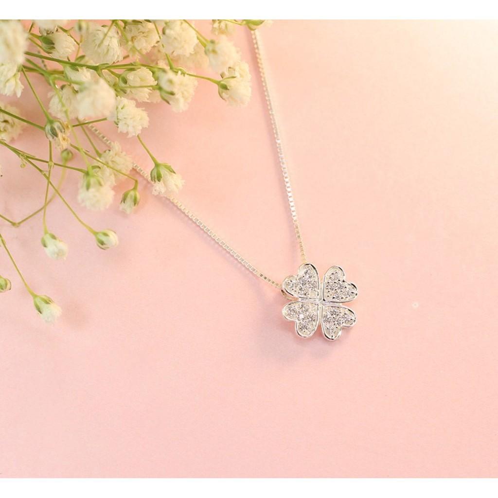 Dây chuyền bạc Ý, Vòng Cổ Bạc TNC JEWELLERY 925 Cỏ Bốn Lá May Mắn Cho Nữ