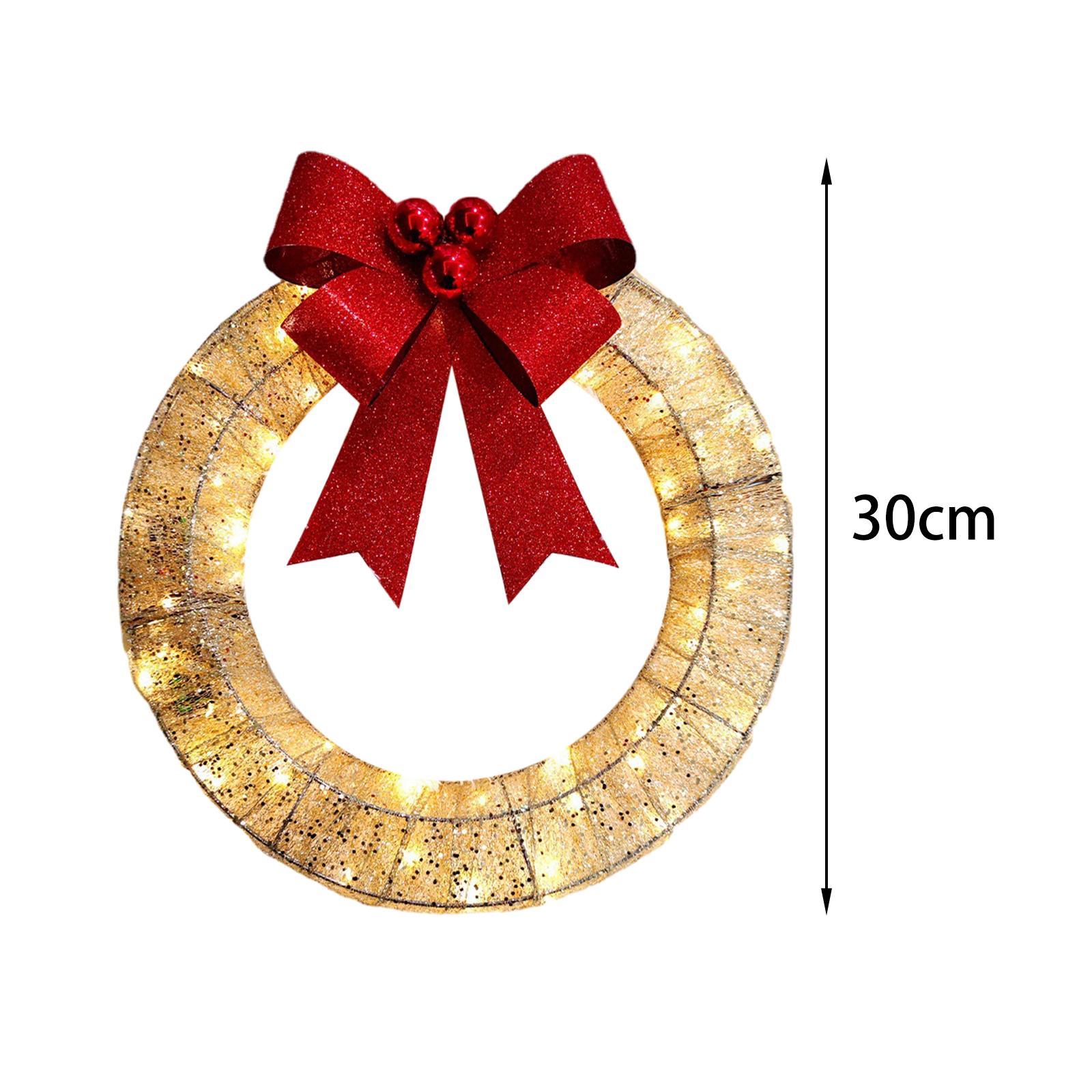 Christmas Wreath Flower Wreaths Ornaments Warm Light Wreath Front Door Wreath for Outdoor Home Window Living Room Balcony