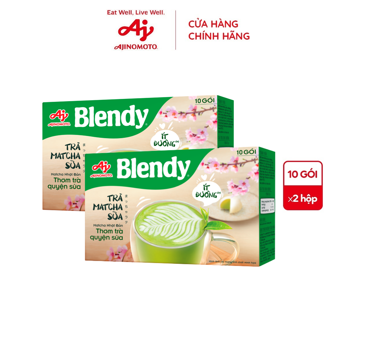 Combo 2 Hộp Trà Matcha sữa Blendy® 160g/Hộp (1 Hộp 10 Gói)