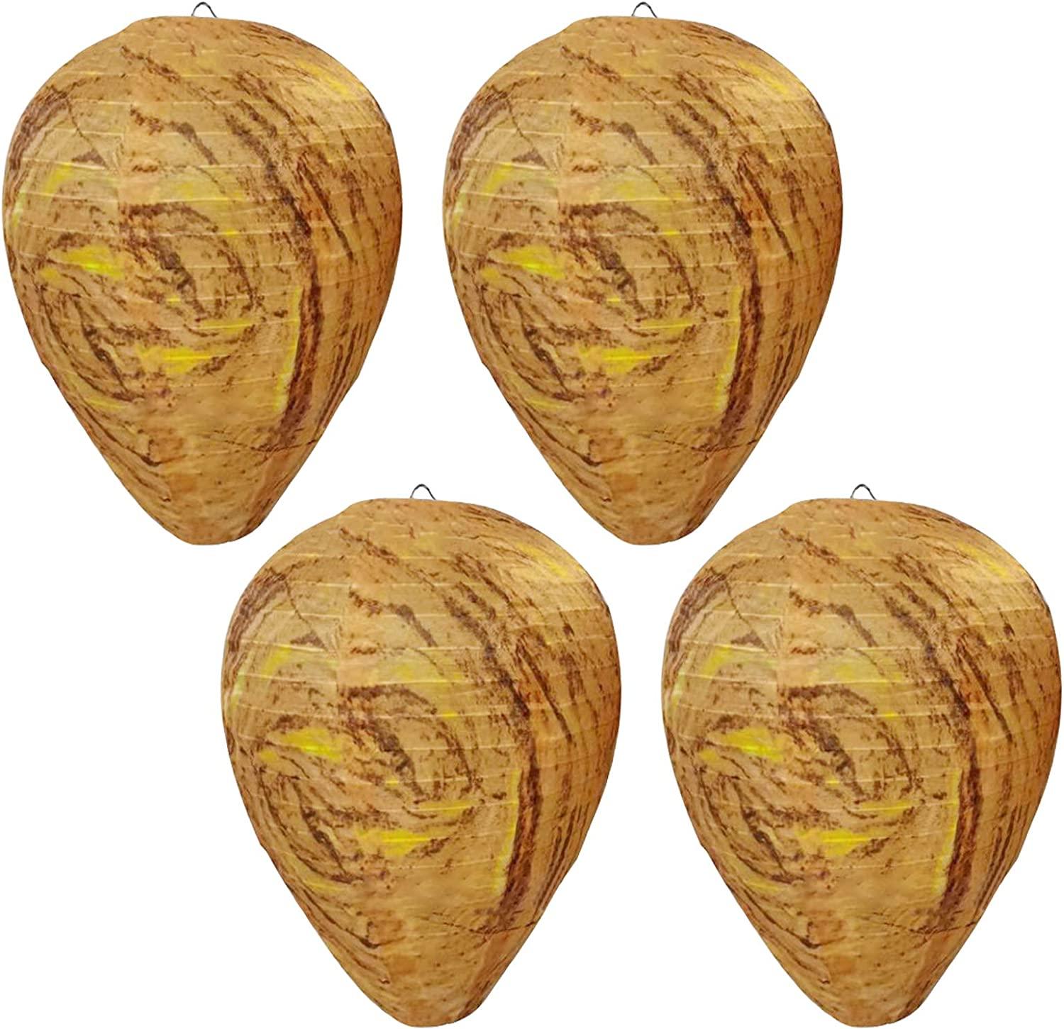 Mồi nhử tổ ong bắp cày, 4 cái Treo tổ ong bắp cày giả Tổ ong bắp cày giả tự nhiên Bẫy giả an toàn không thấm nước Giấy không độc hại Răn đe Tổ ong bắp cày giả