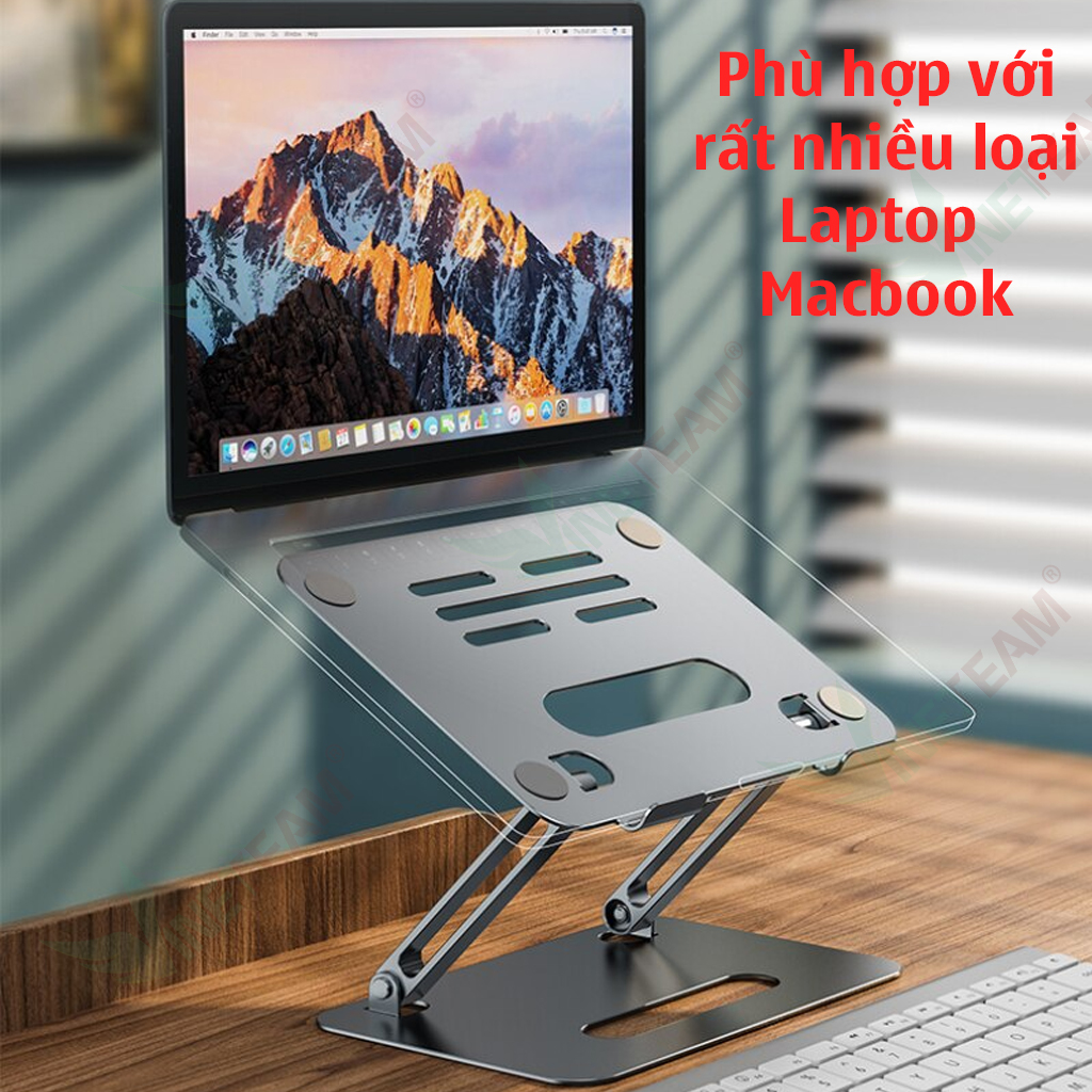 Giá Đỡ Máy Tính Laptop iPad Macbook Hợp Kim Nhôm Cao Cấp VINETTEAM P43 Chỉnh Độ Cao Hỗ Trợ Tản Nhiệt Chống Mỏi Cổ Vai Gáy - Hàng Chính Hãng