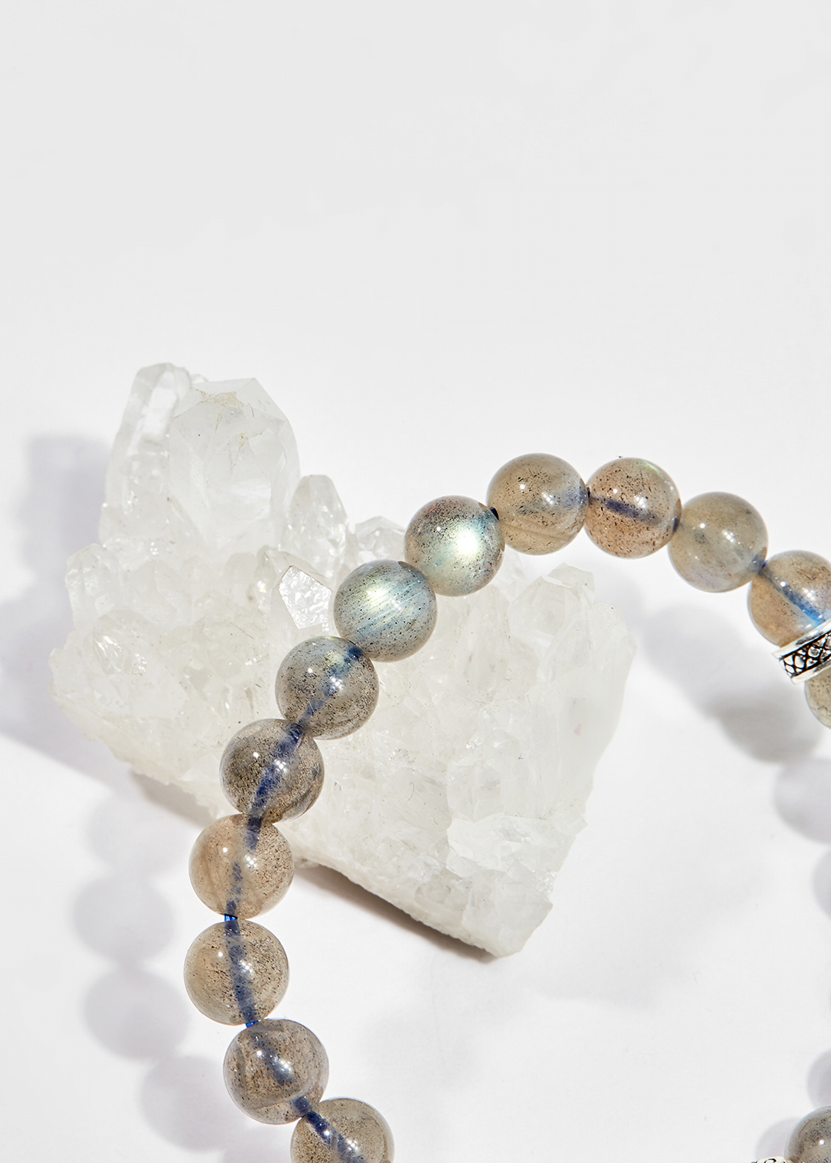 Vòng tay phong thủy nữ đá labradorite charm bạc 8mm mệnh thủy , kim - Ngọc Quý Gemstones