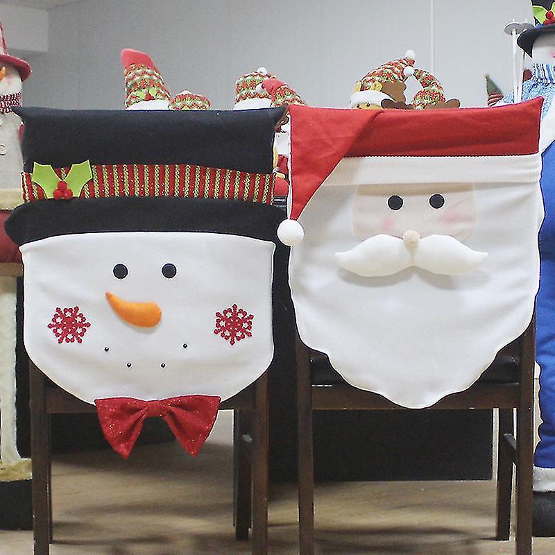 2 Chiếc Giáng Sinh Ghế Sau Cho Phòng Ăn, Ông Già Noel Người Tuyết Bọc Ghế Cho Nhà Bếp Khách Sạn Ngày Lễ