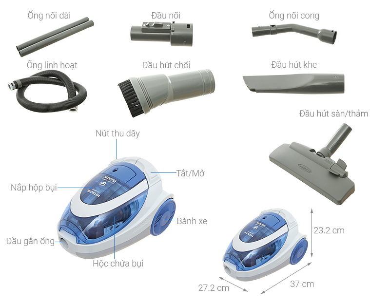 Máy hút bụi Hitachi CV-SH18E - Hàng chính hãng