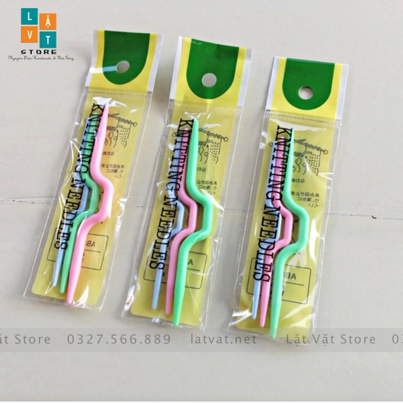 Bộ 3 cây Kim xoắn chữ U, kim nhựa cong bằng nhựa ABS, kim nhựa giá sỉ