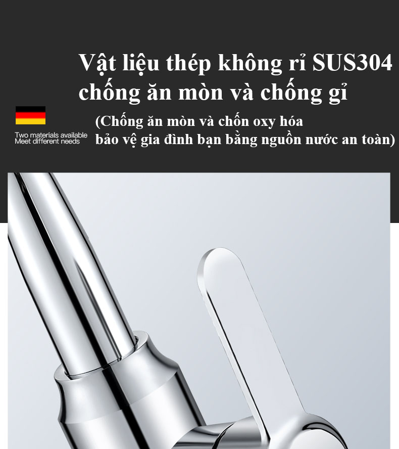 Vòi rửa chén nóng lạnh Schmidt mạ crom lò xo bẻ được mọi vị trí ( loại đầu loa), Vòi rửa bát Inox 304 chất lượng cao – Hàng chính hãng