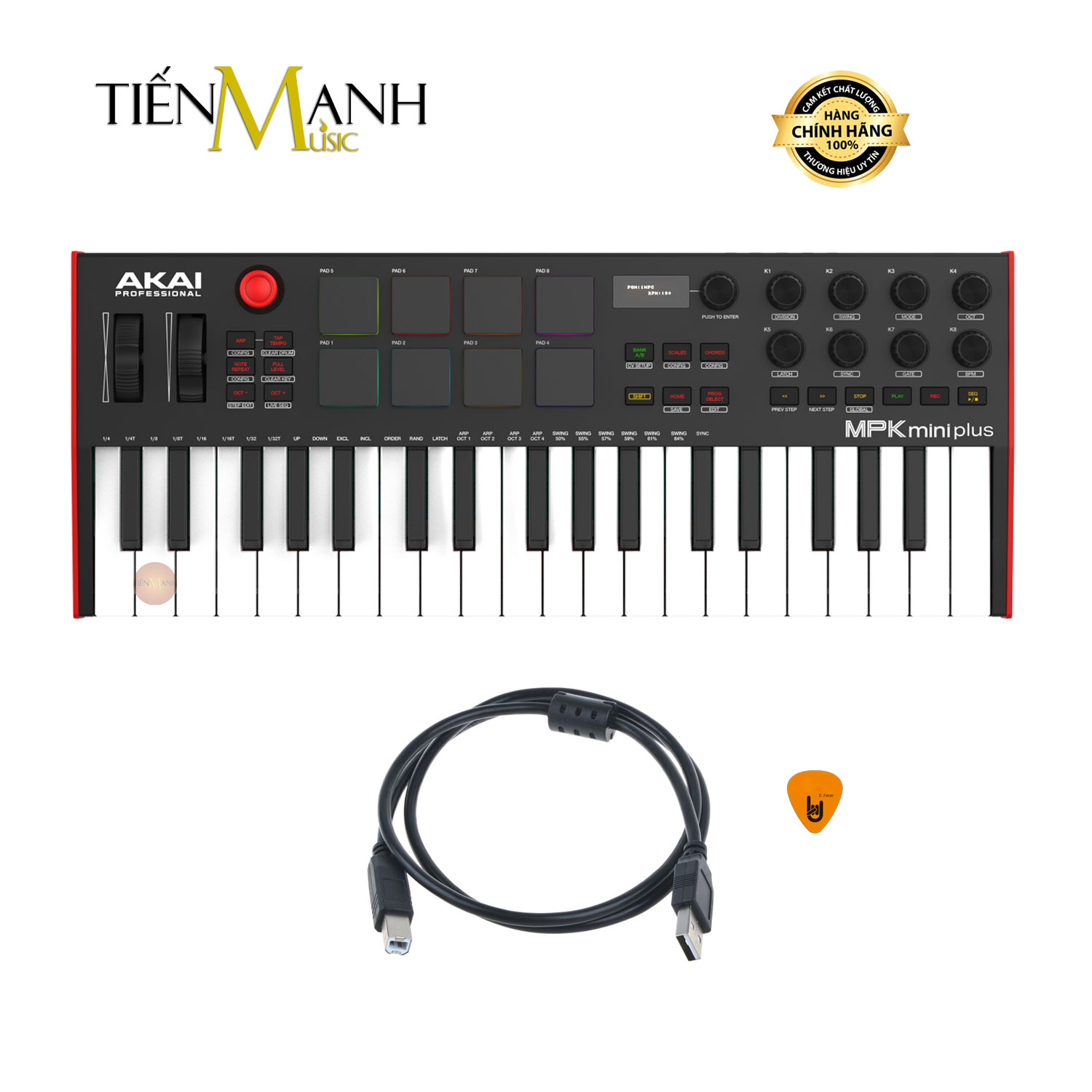 Akai MPK Mini Plus 37 Phím - Midi Compact Keyboard Controller Bàn Phím Sáng Tác Sản Xuất Âm Nhạc Producer Hàng Chính Hãng - Kèm Móng Gẩy DreamMaker