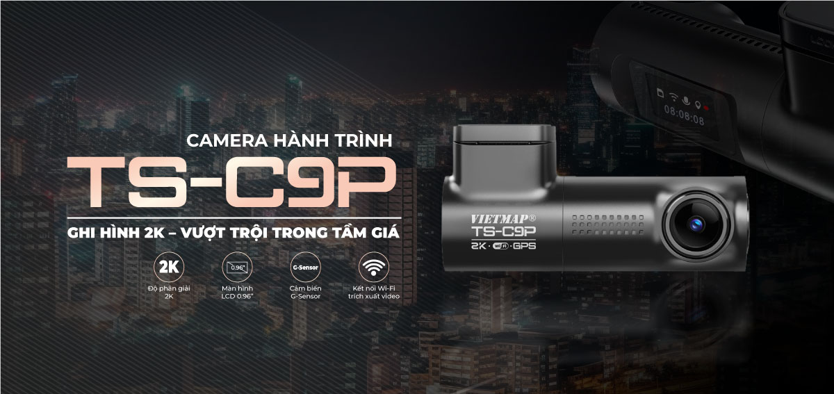VIETMAP TS-C9P CAMERA HÀNH TRÌNH 2K NHỎ GỌN (Tặng ngay bản quyền VIETMAP LIVE PRO - 12 tháng khi mua sản phẩm) - Hàng chính hãng