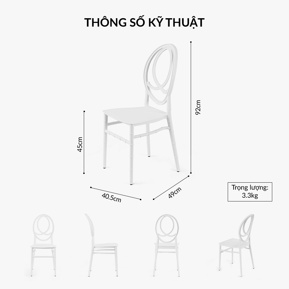 Ghế ăn phong cách Châu Âu thiết kế tựa lưng hình Oval