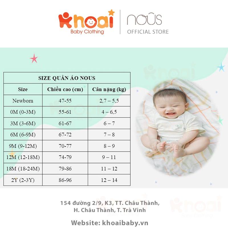 Bộ cài vai dài Nous hồng - Chất liệu Nu petit 95% cotton thiên nhiên