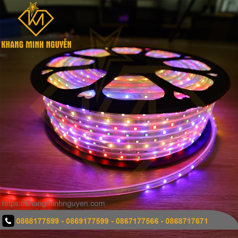 Led dây 220V chớp đuổi nhiều màu, chỉnh được chế độ chớp - bọc chống nước - trang Lễ Tết, quấn thân cây