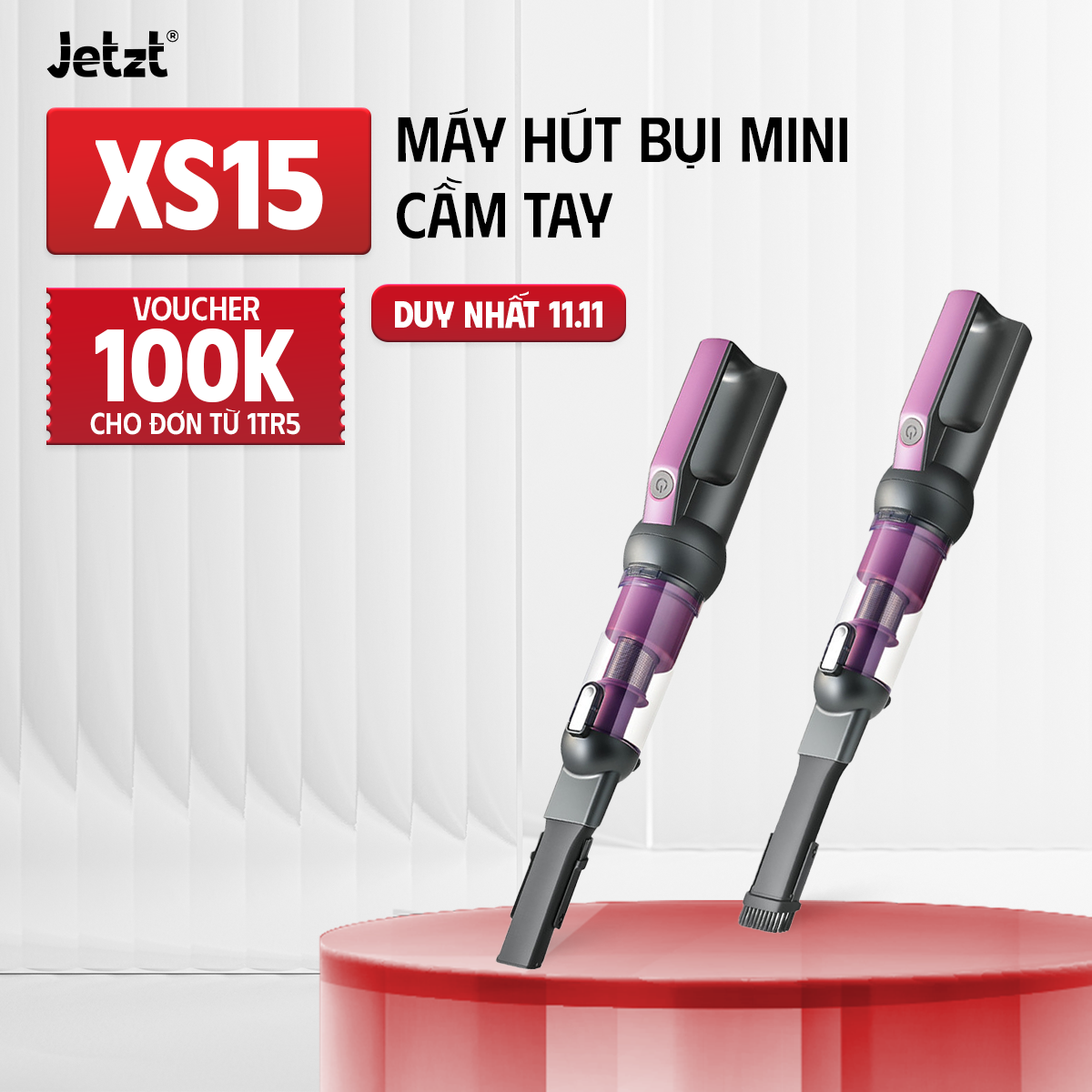 Máy hút bụi không dây cầm tay nhỏ gọn JETZT XS15, hàng chính hãng