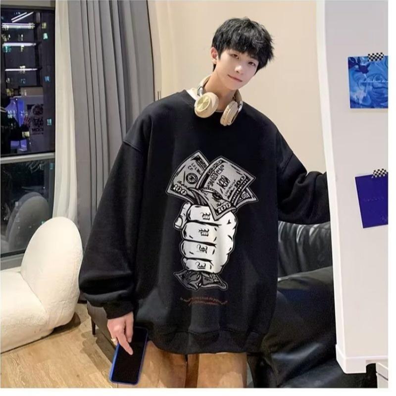 Áo Sweater Tay Dài Dáng Rộng In Họa Tiết Ngân Hàng Sáng Tạo Thời Trang Mùa Thu Cho Nam Và Nữ size M-3XL