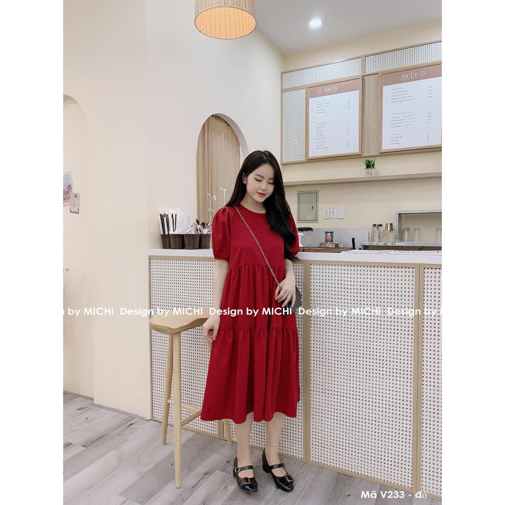 Váy suông babydoll freesize dáng đầm xuông rộng cổ nơ form bầu, nhiều màu, mã V233 - Michi House